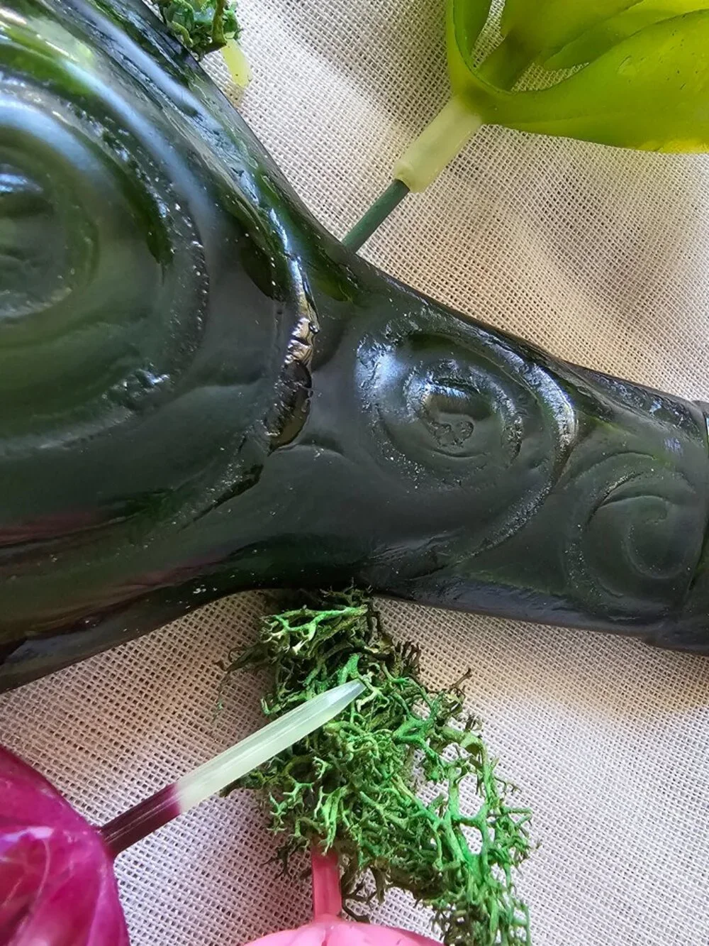 Handcrafted Flattened Wine Green Bottle/Cheese / Olive Tray / Server / Decor